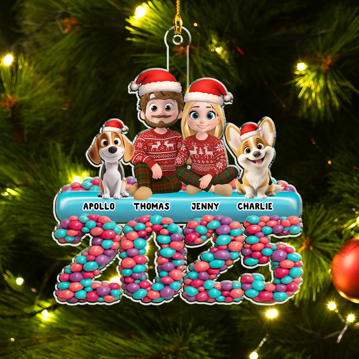 Custom Christmas Decor Home Birthday Gifts For Dog Lovers • Family Christmas Eve - Personalized Acrylic Ornament