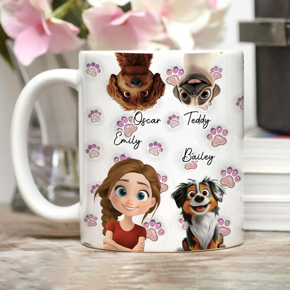 Custom Christmas Birthday Gifts For Dog Mom, Dog Lovers • Lovely Pink Dog Mom - Personalized 3D Inflated Effect Mug