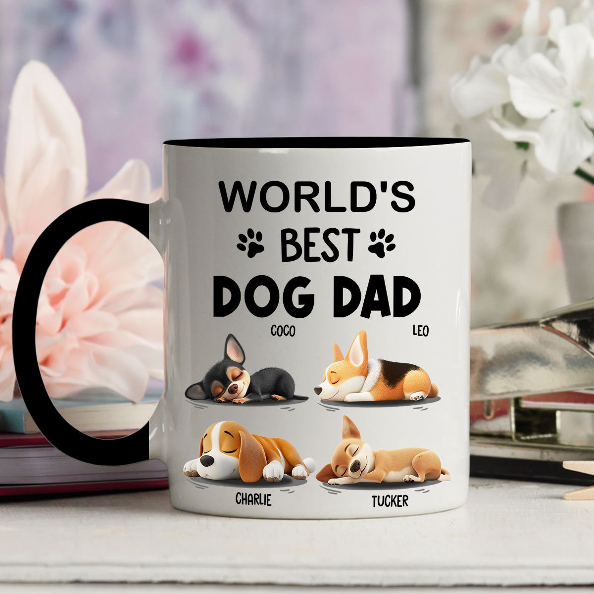 Custom Father's day Birthday Gifts For Dog Dad, Dog Lovers • World Best Dad - Personalized Accent Mug