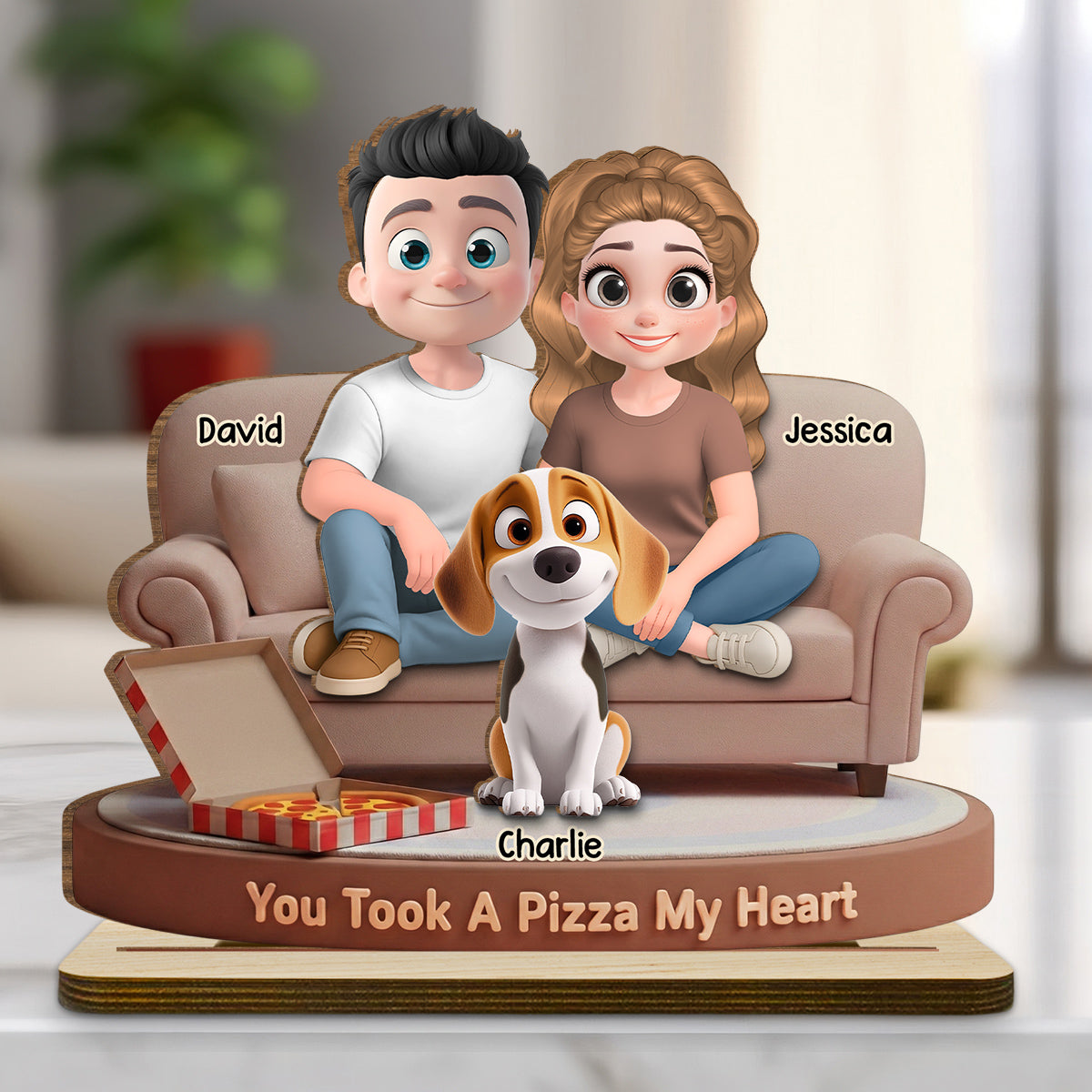 You Took A Pizza My Heart - Personalized 2-Layer Wood Plaque With Flat Base