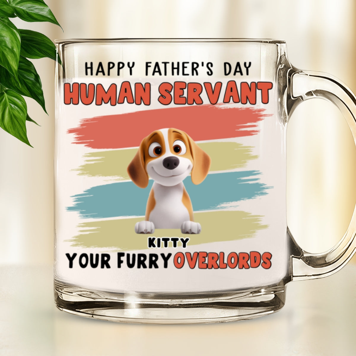 Custom Father's day Birthday Gifts For Dog Dad, Dog Lovers • Your Furry Overlords Dog Ver - Personalized Glass Mug