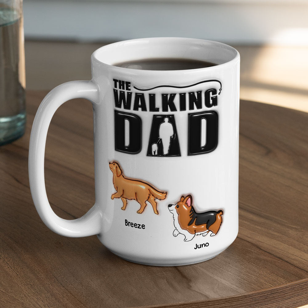 Custom Mother's Father's day Birthday Gifts For Pet Lovers • Walking Dad - Personalized 3D Inflated Effect Mug