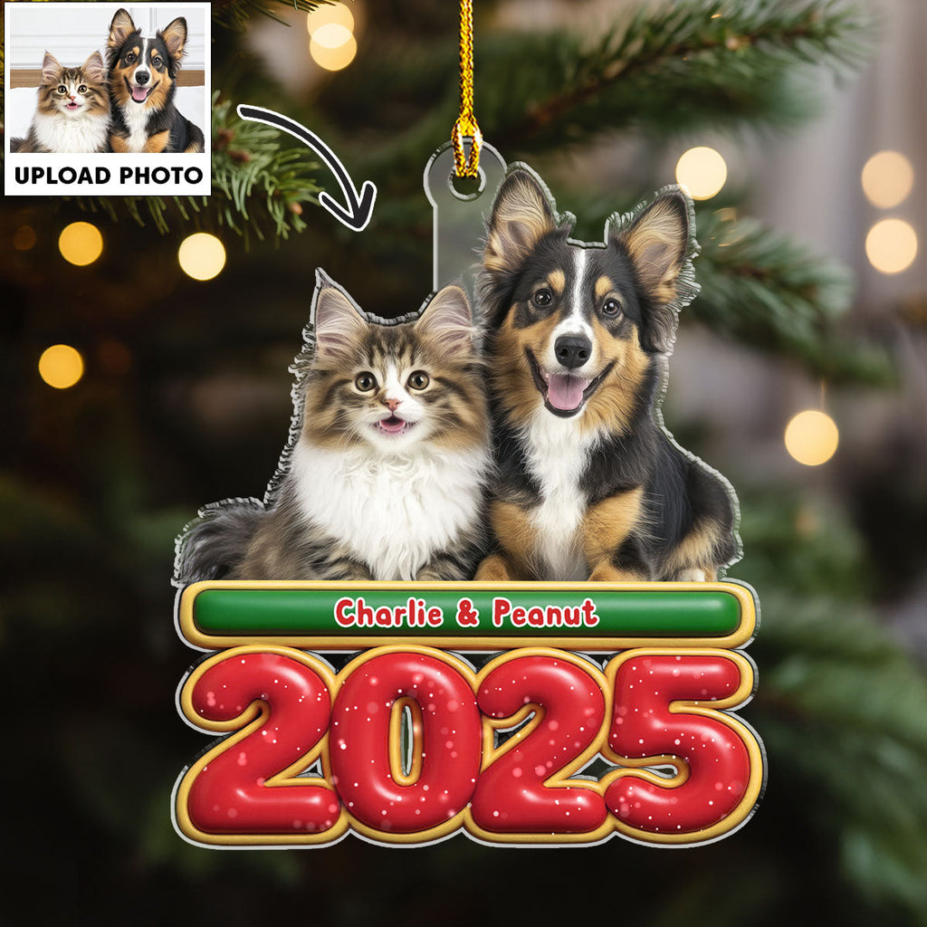 Custom Christmas Decor Home Birthday Gifts For Pet Lovers • My Pet Is Here Photo - Personalized Acrylic Ornament