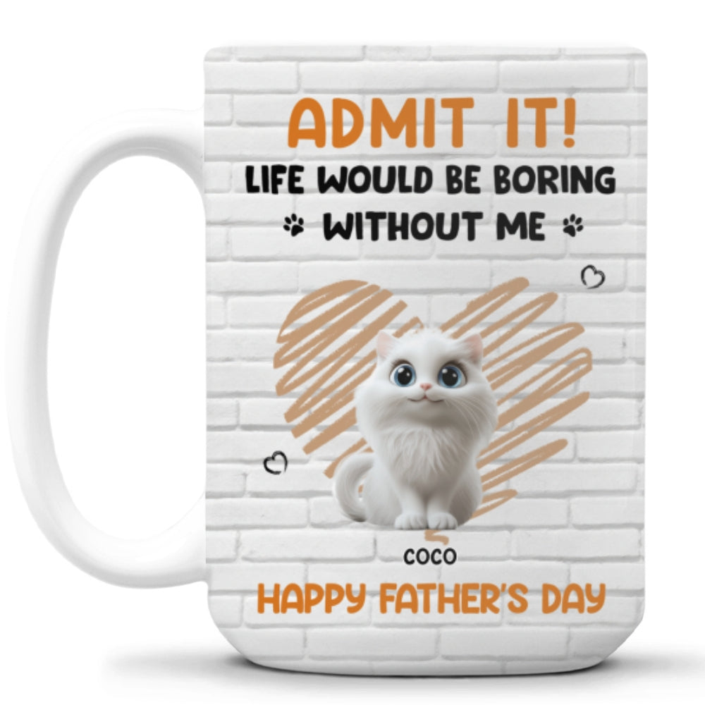 Custom Father's day Birthday Gifts For Cat Dad, Cat Lovers • Admit It Cat Dad Orange - Personalized Coffee Mug