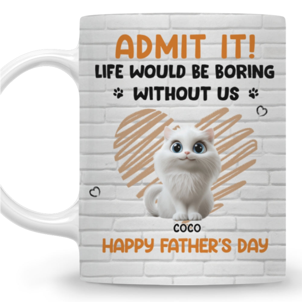 Custom Father's day Birthday Gifts For Cat Dad, Cat Lovers • Admit It Cat Dad Orange - Personalized Coffee Mug
