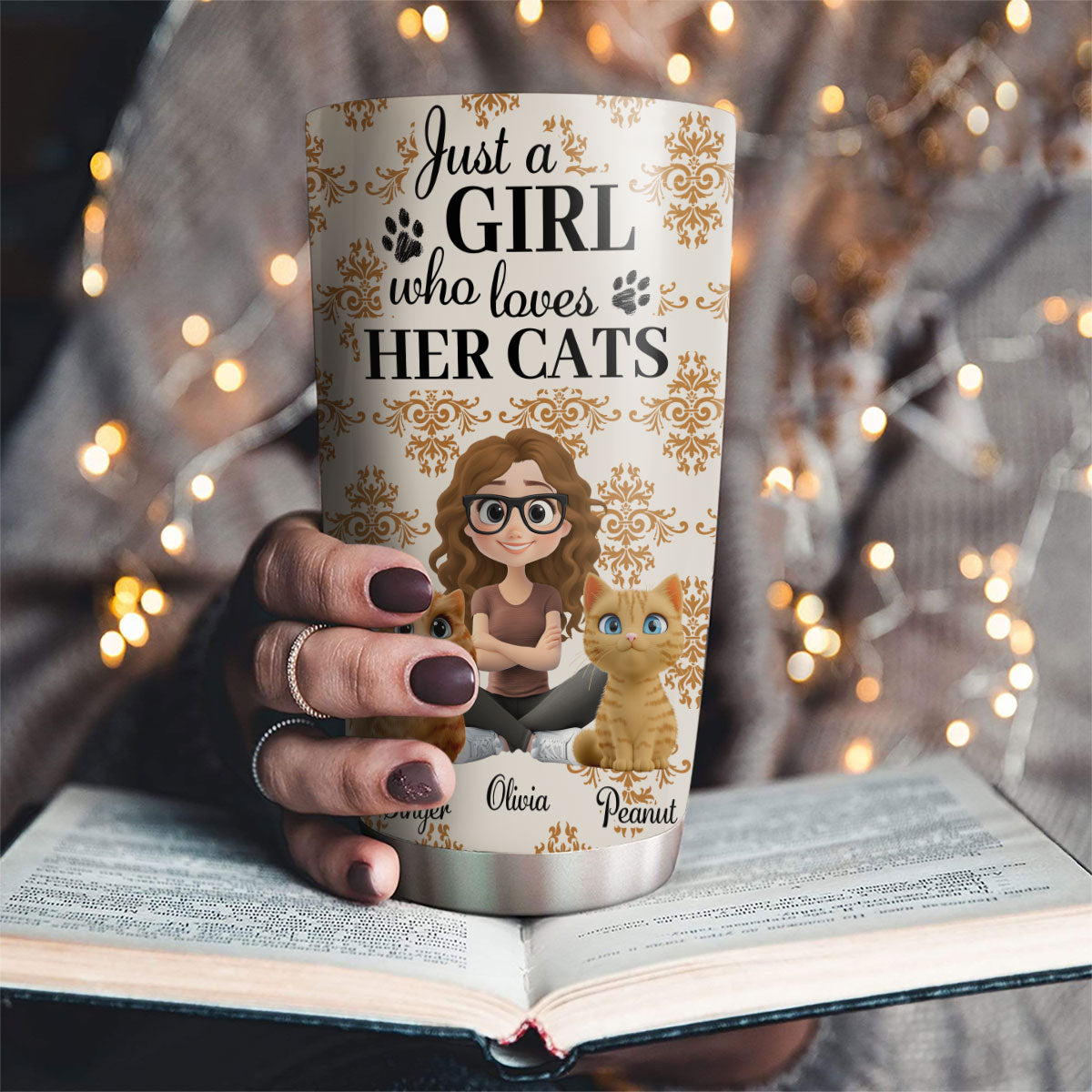 Custom Mother's day Birthday Gifts For Pet Mom, Pet Lovers • Season Cat And Girl - Personalized Tumbler