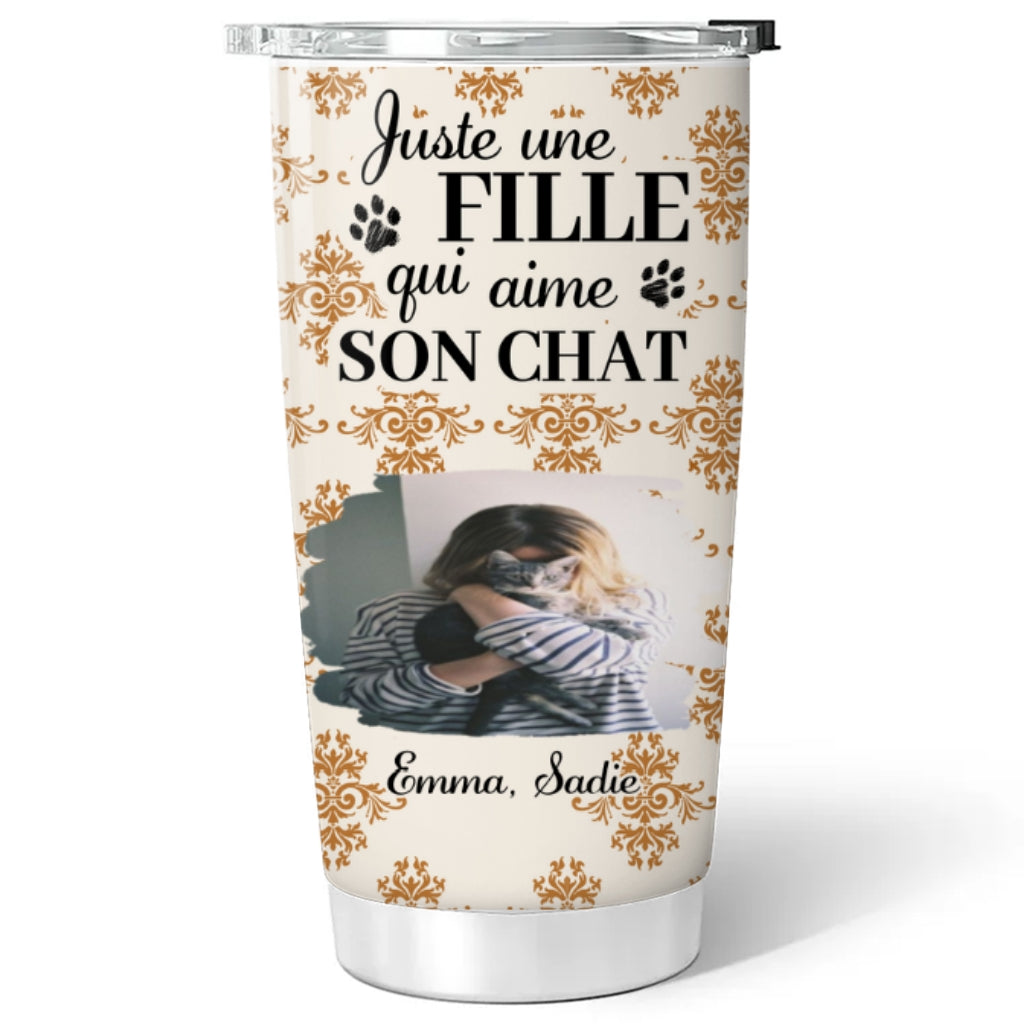 Custom Photo Christmas Birthday Gifts For Pet Mom, Pet Lovers • Gobelet Personnalisé - Chat Citrouille d’Automne Photo
