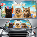 Custom Christmas Birthday Gifts Car Accessories for Cat Parents • Cat And Beach Photo - Personalized Car Sunshade