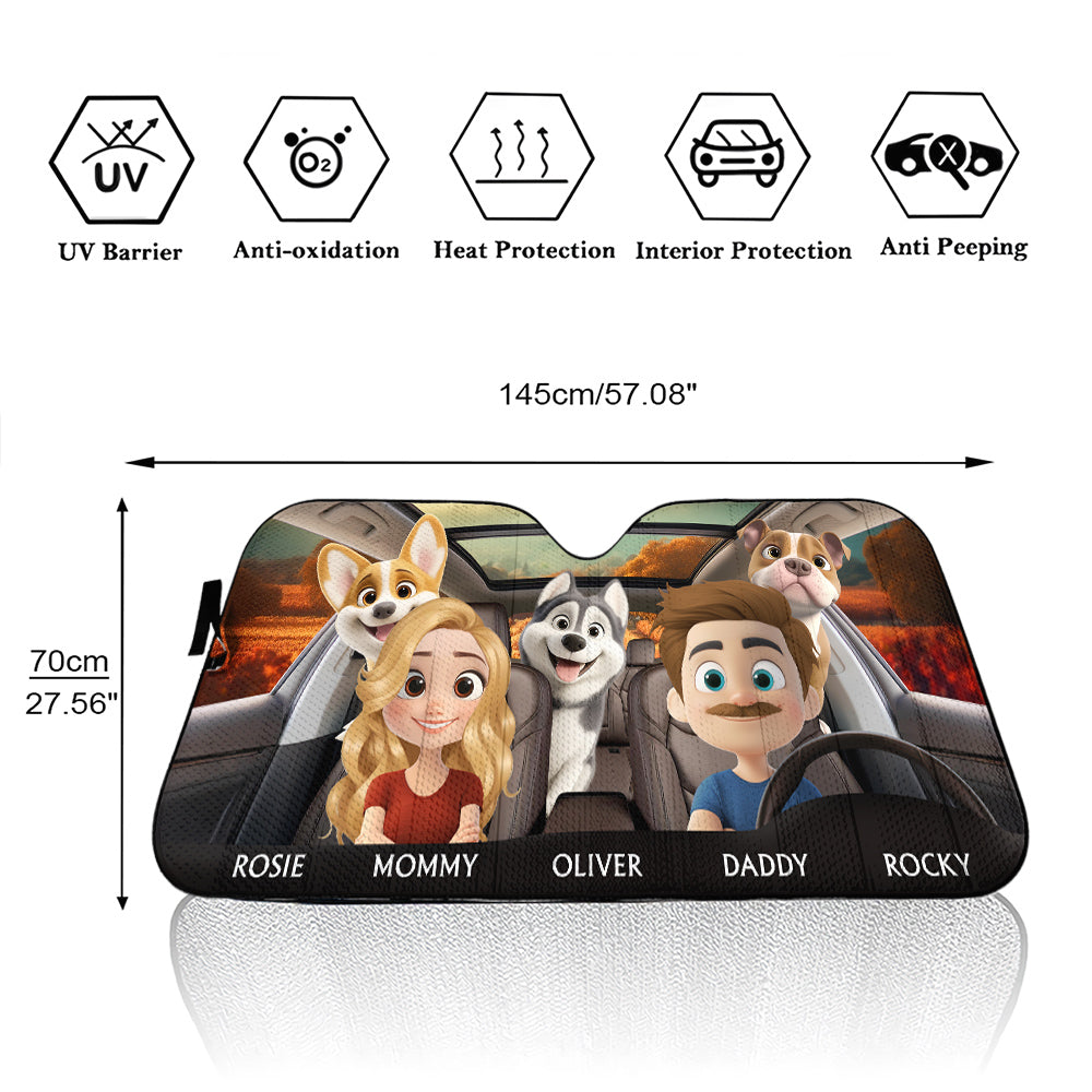 Custom Christmas Birthday Gifts Car Accessories for Dog Parents • Life Is Better With My Dog Couple - Personalized Car Sunshade
