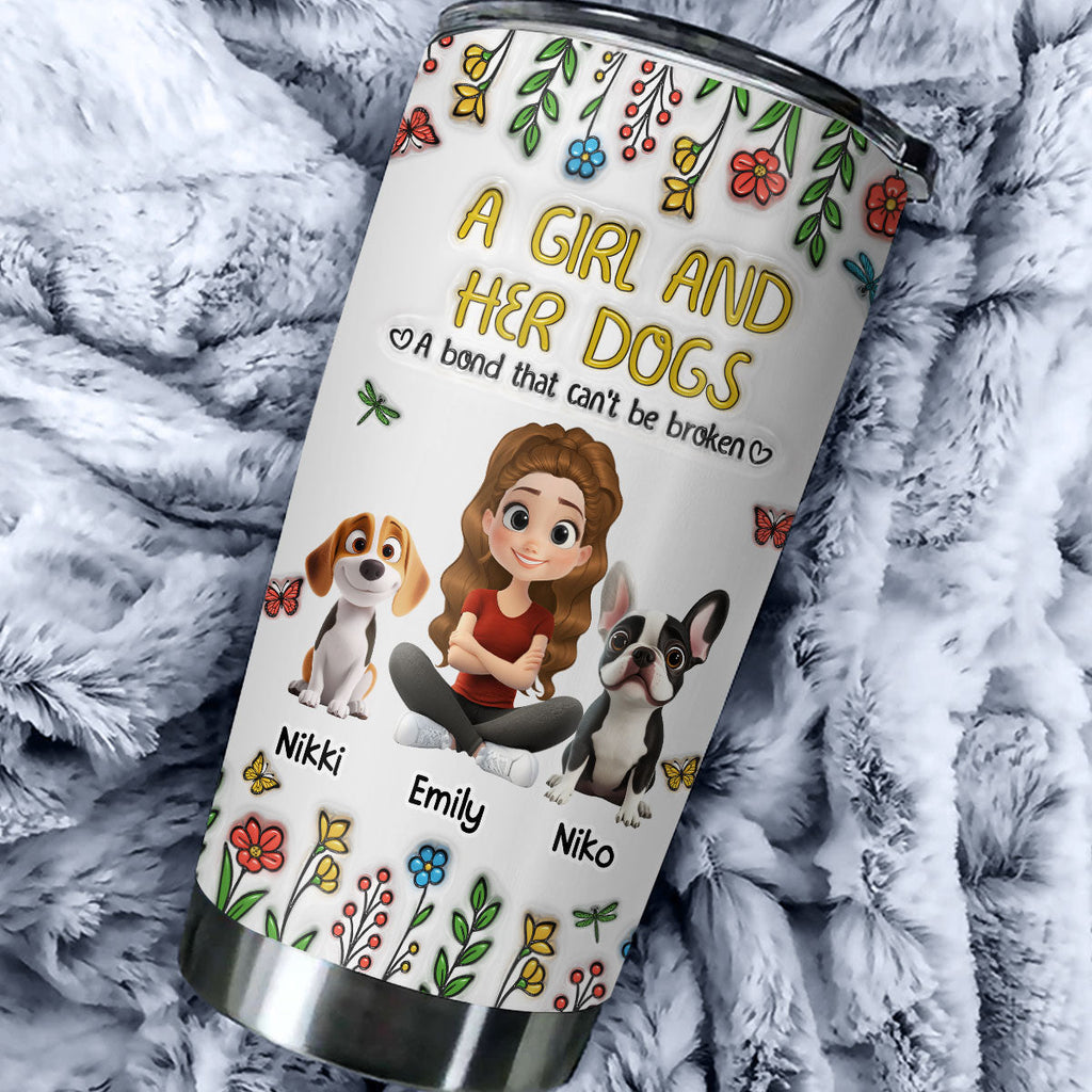 Custom Christmas Birthday Gifts For Dog Lovers • A Girl And Her Dog Baby - Personalized 3D Inflated Effect Tumbler