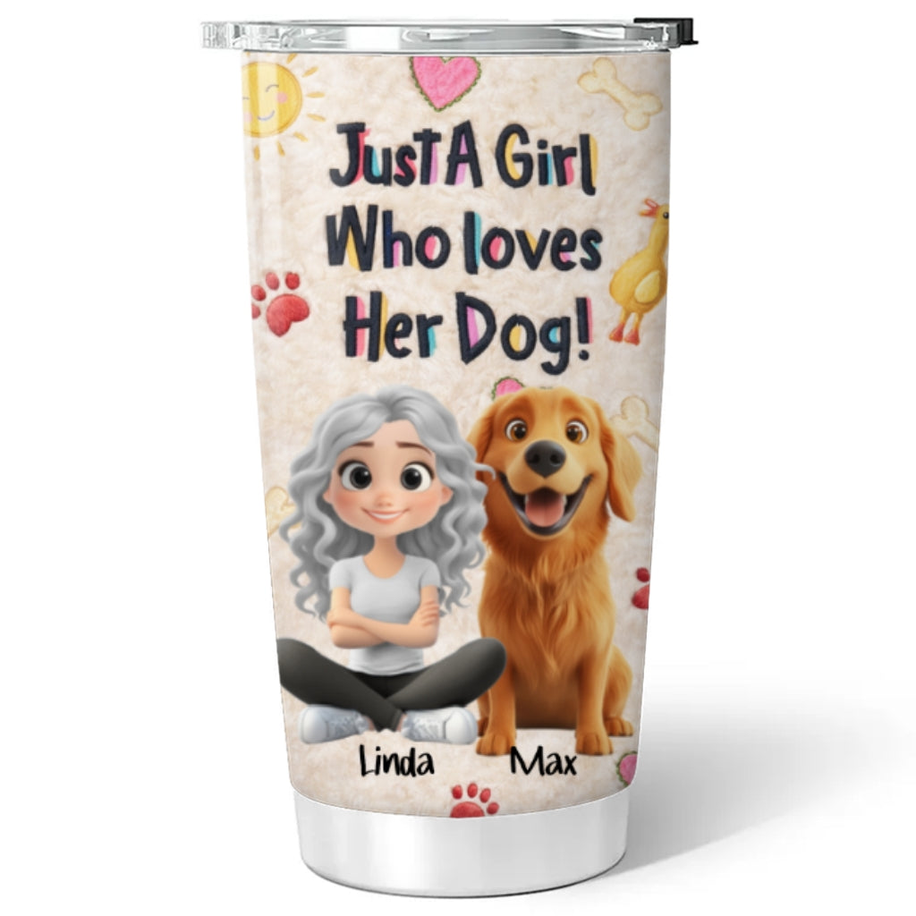 Custom Christmas Birthday Gifts For Dog Mom, Dog Lovers • Just A Girl And Stuffy Dogs - Personalized 3D Effect Tumbler