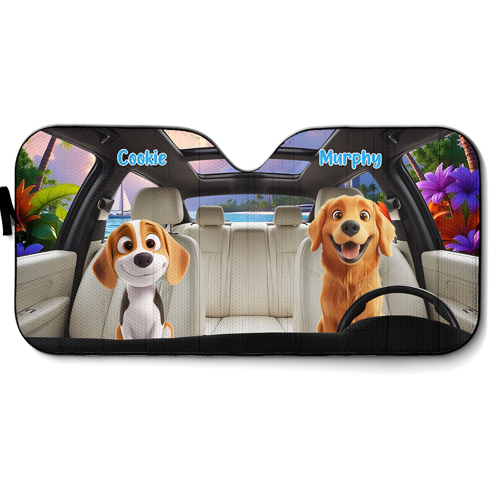 Custom Christmas Birthday Gifts Car Accessories for Dog Parents • Let Us Hang Out - Personalized Car Sunshade