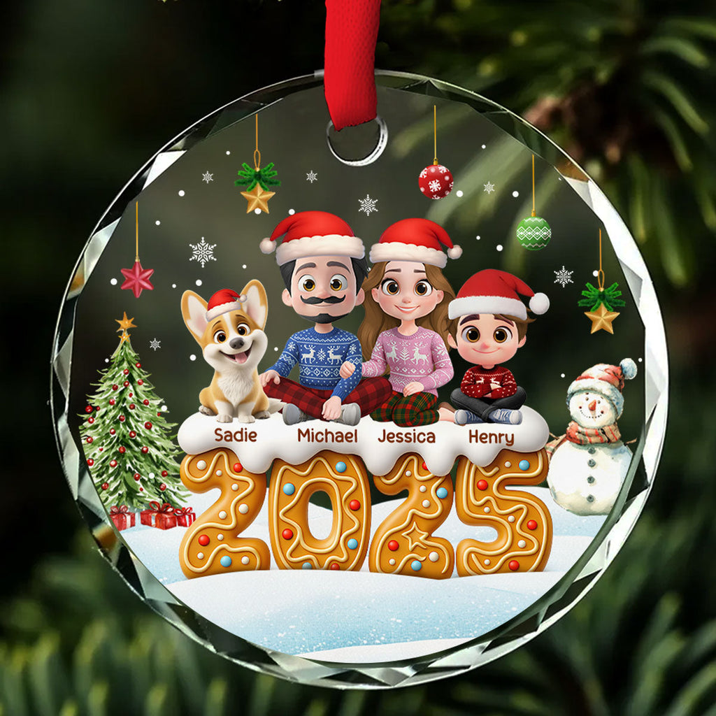 Custom Christmas Decor Home Birthday Gifts For Dog Lovers • Family Of This Year - Personalized Glass Ornament