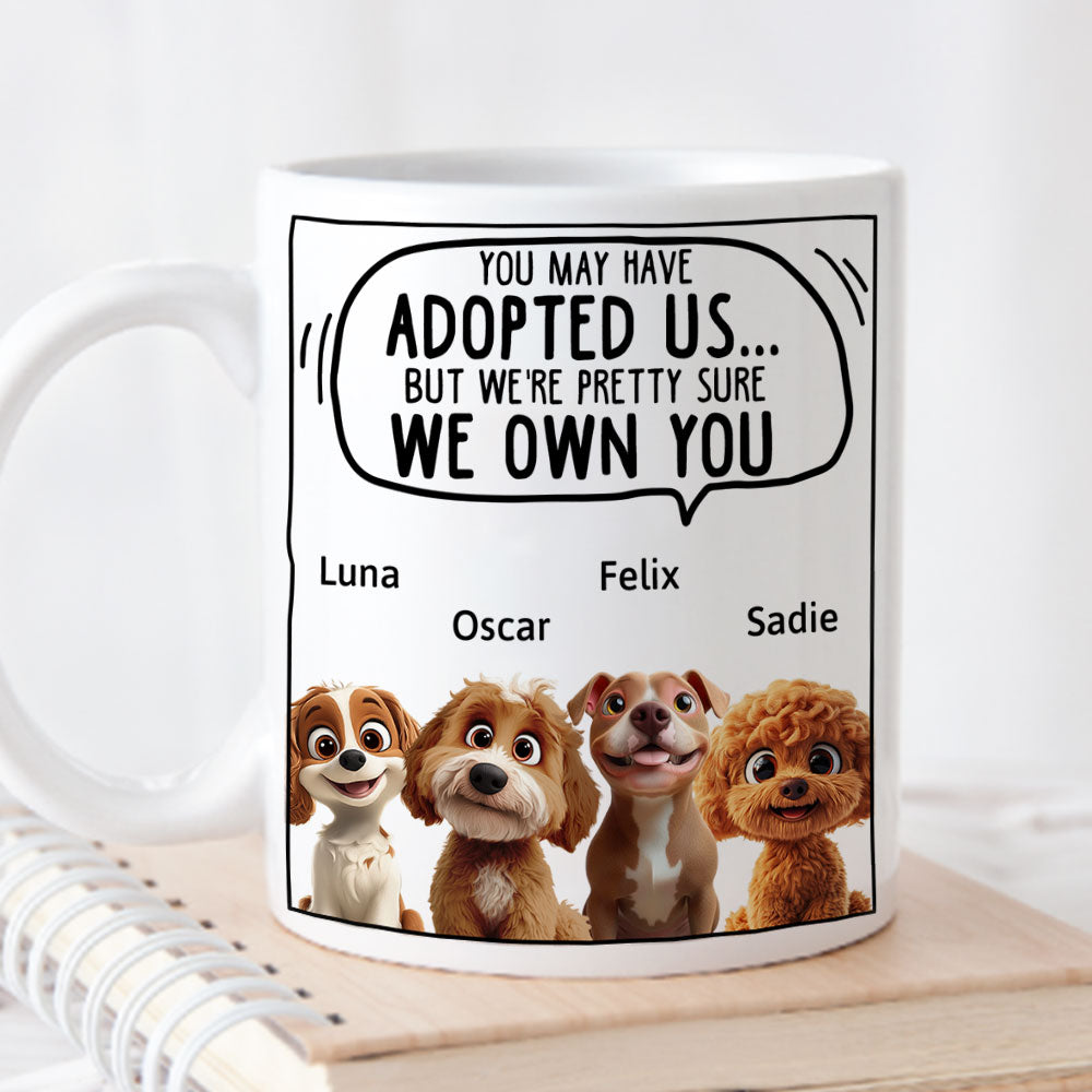 Custom Christmas Birthday Gifts For Dog Lovers • We Sure We Own You Cartoon - Personalized Coffee Mug