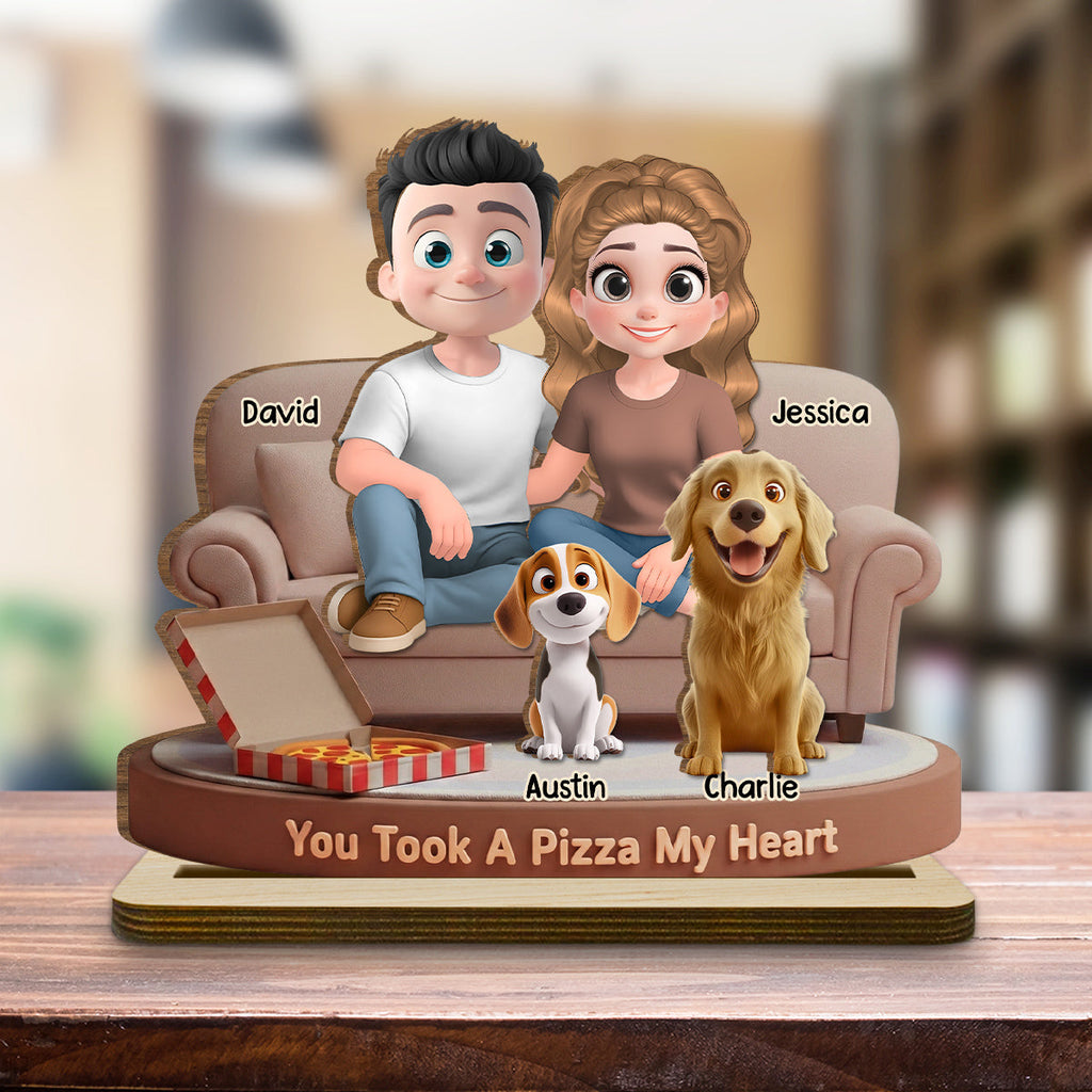 You Took A Pizza My Heart - Personalized 2-Layer Wood Plaque With Flat Base