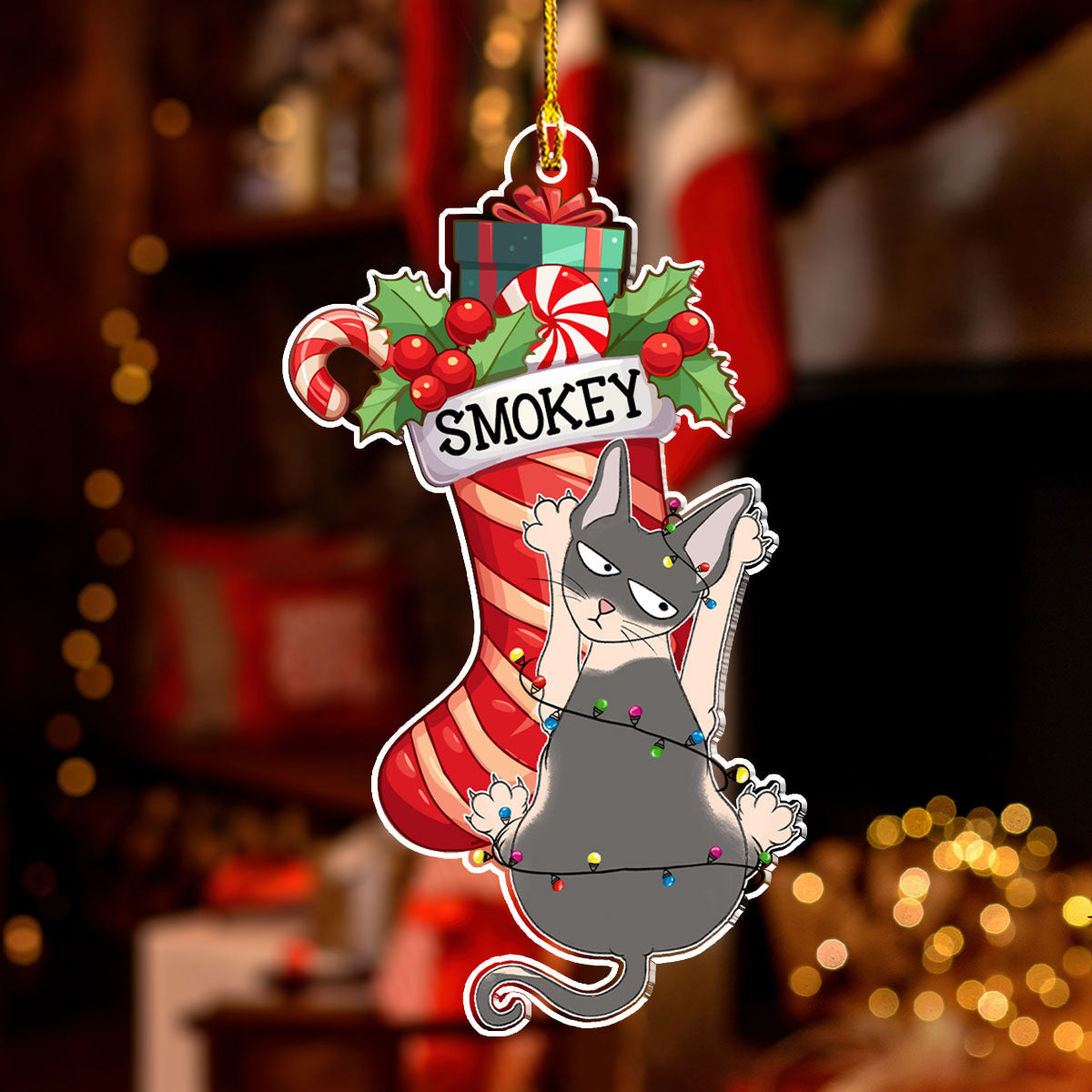 Cat Scratching - Personalized Acrylic Ornament