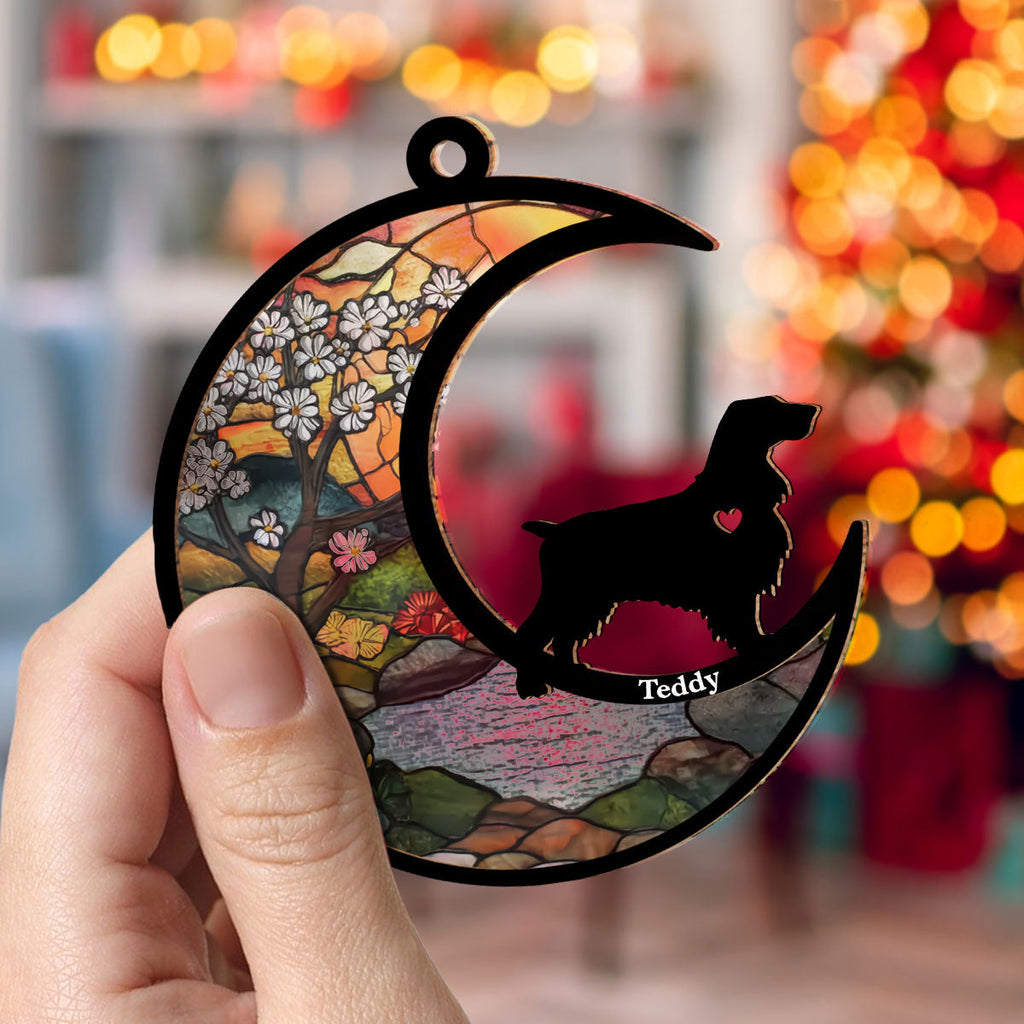 Custom Christmas Memorial Sympathy Gifts For Dogs, Cats • Dont Cry Because It Is Over - Personalized Suncatcher Ornament
