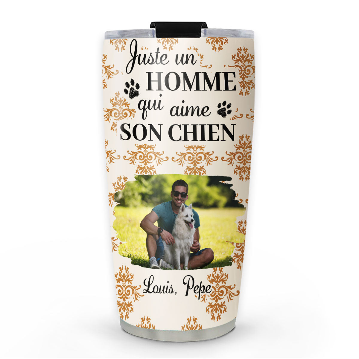 Custom Photo Christmas Birthday Gifts For Dog Dad, Dog Lovers • Gobelet Personnalisé - Chiens Citrouille d’Automne Photo