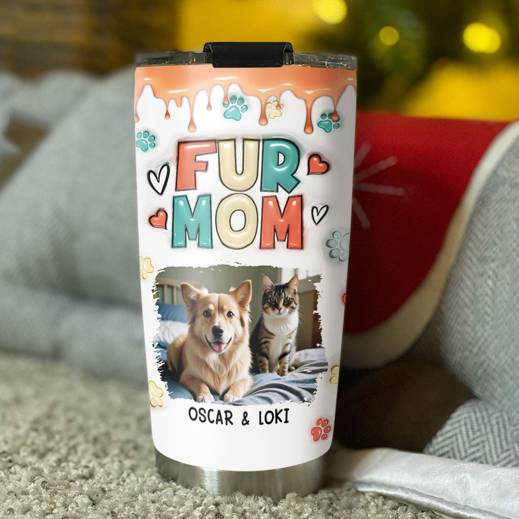Custom Mother's day Birthday Gifts For Cat Mom, Cat Lovers • Mom Of Pet Photo - Personalized 3D Inflated Effect Tumbler