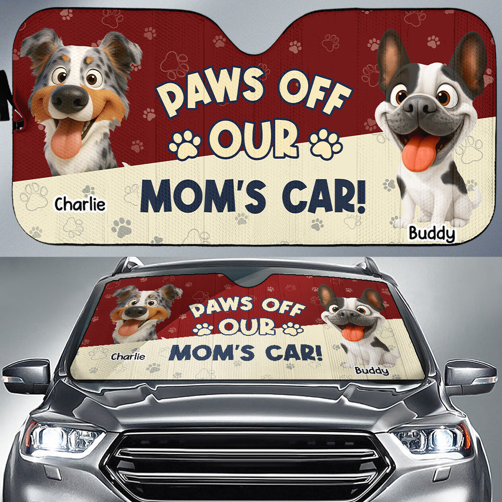 Paws Off My Mom Car - Personalized Car Sunshade