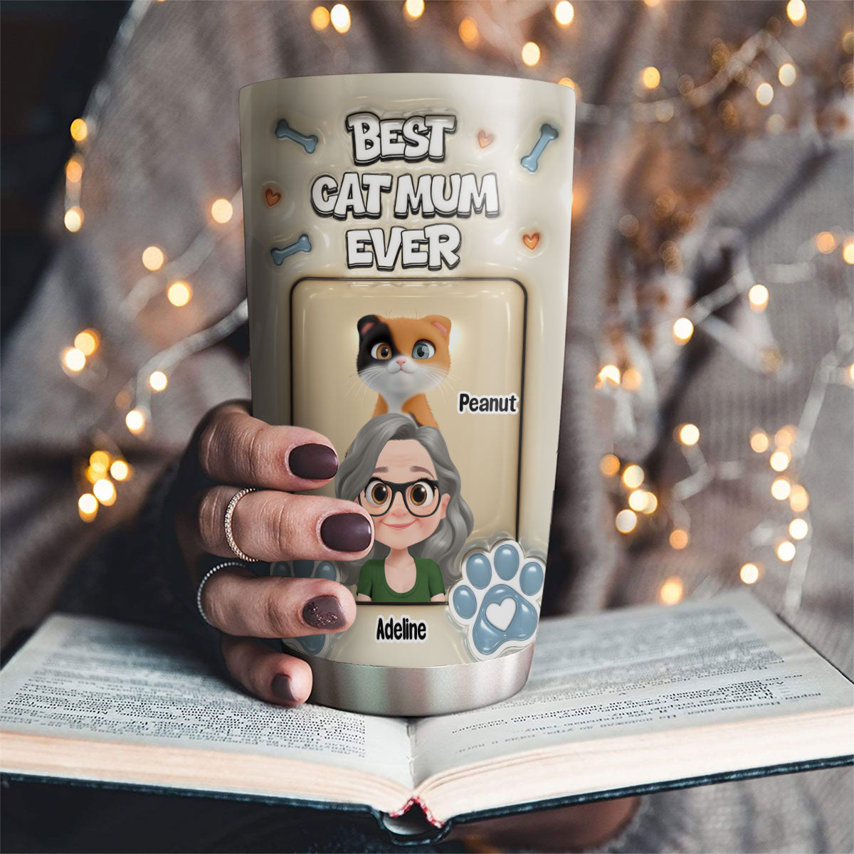 Custom Mother's day Birthday Gifts For Cat Mom, Cat Lovers • Proud Lovely Cat Mom - Personalized 3D Inflated Effect Tumbler