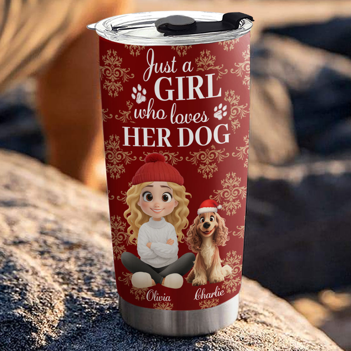Custom Christmas Birthday Gifts For Dog Mom, Dog Lovers • Toile Dog Cartoon Christmas - Personalized Tumbler