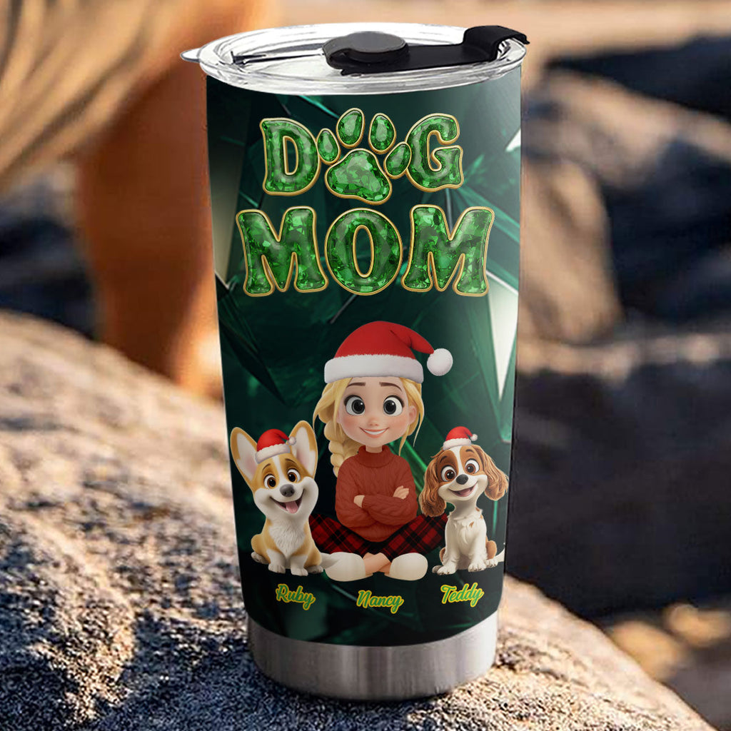 Custom Christmas Birthday Gifts For Dog Mom, Dog Lovers • The Pearl Of My Eyes - Personalized 3D Effect Tumbler