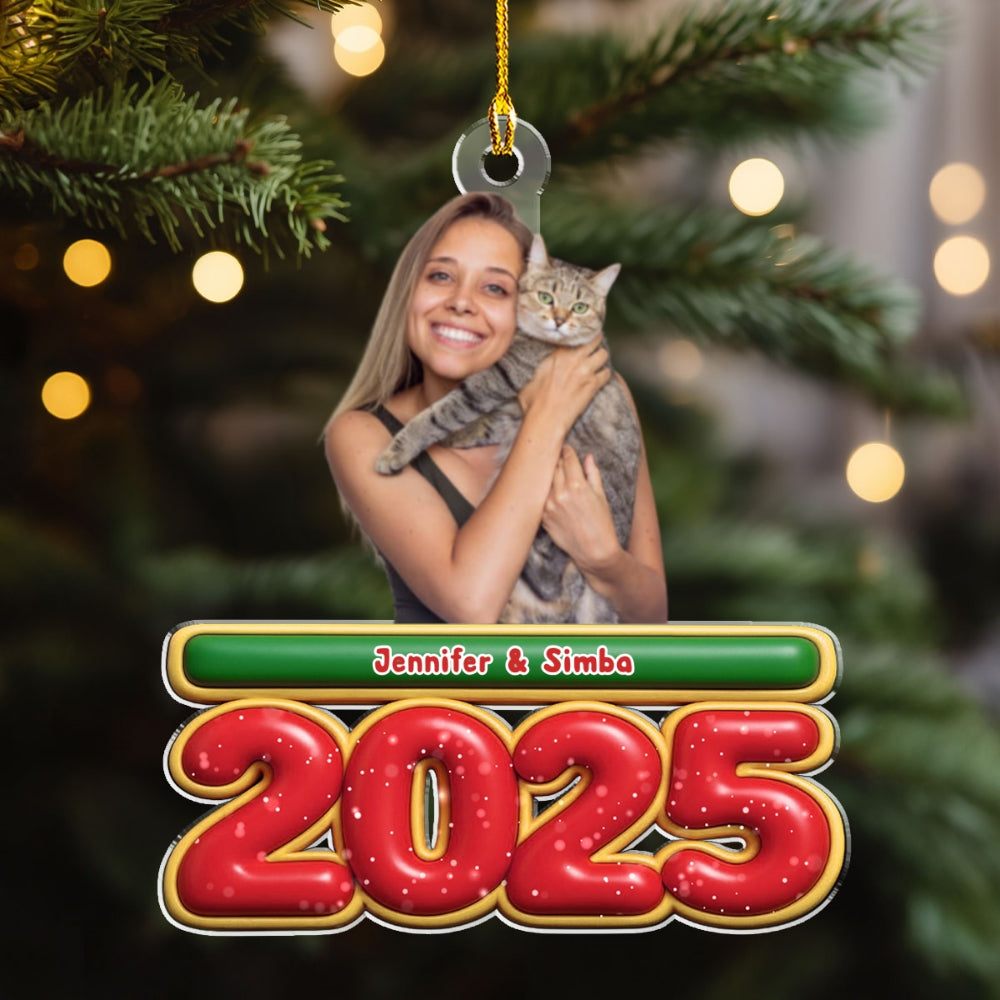 Custom Christmas Decor Home Birthday Gifts For Cat Lovers • My Kids Is Here Cat Photo Version - Personalized Acrylic Ornament