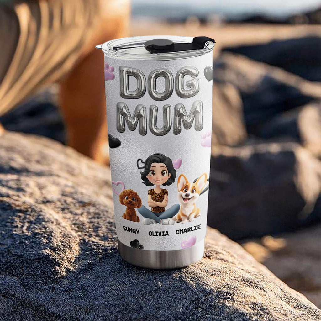 Custom Christmas Birthday Gifts For Dog Mom, Dog Lovers • Bubble Dog Mom - Personalized 3D Effect Tumbler