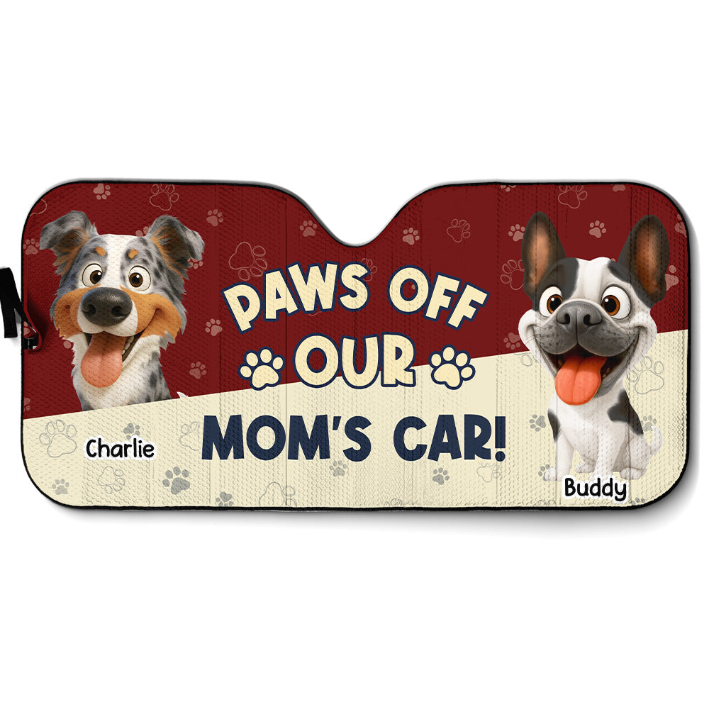 Paws Off My Mom Car - Personalized Car Sunshade