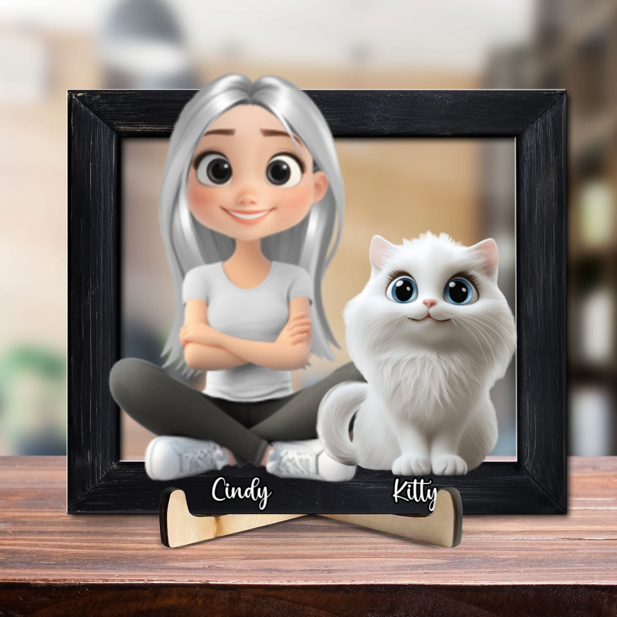 Cute Cat Mum - Personalized Wooden Plaque