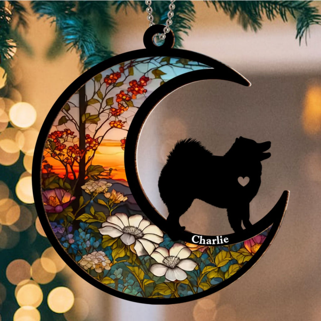 Custom Christmas Memorial Sympathy Gifts For Dogs, Cats • Dont Cry Because It Is Over - Personalized Suncatcher Ornament