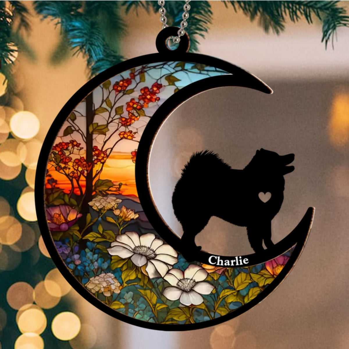 Custom Christmas Memorial Sympathy Gifts For Dogs, Cats • Dont Cry Because It Is Over - Personalized Suncatcher Ornament