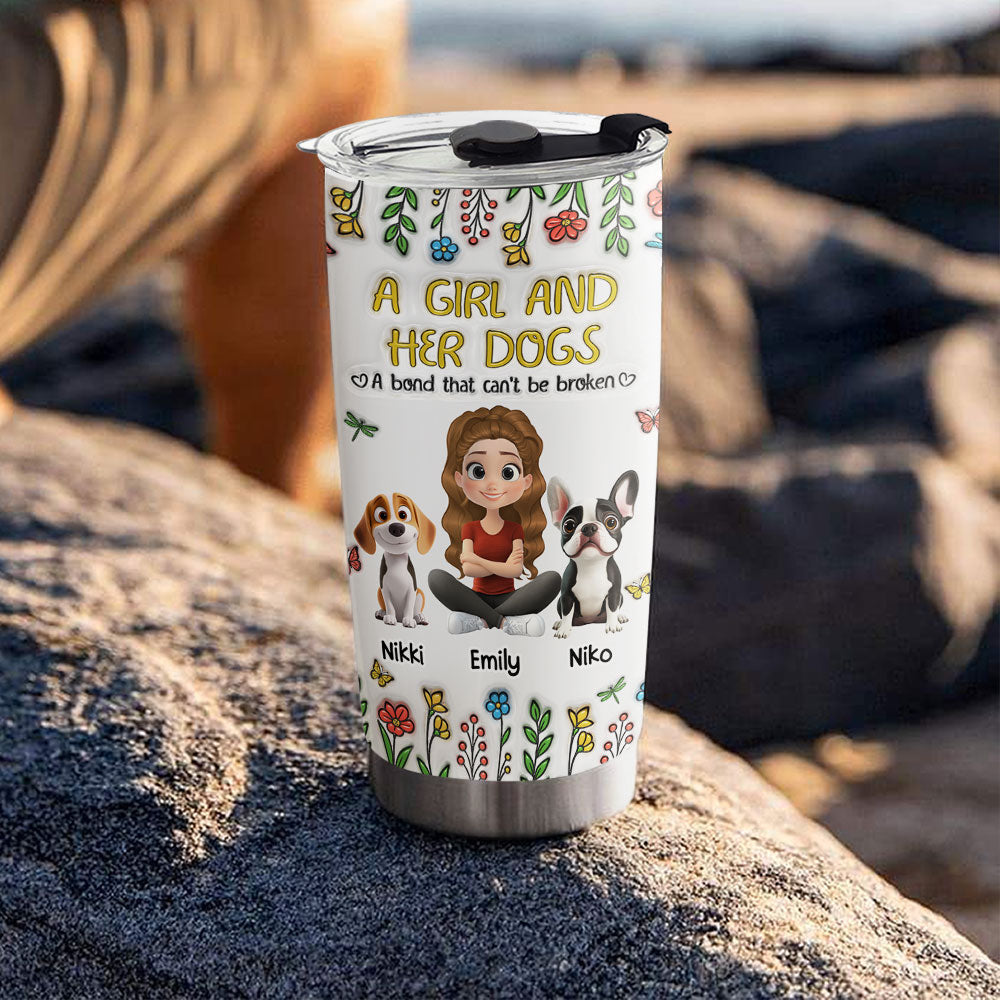 Custom Christmas Birthday Gifts For Dog Lovers • A Girl And Her Dog Baby - Personalized 3D Inflated Effect Tumbler