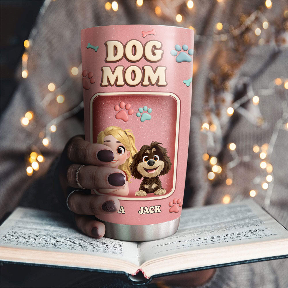 Custom Christmas Birthday Gifts For Dog Mom, Dog Lovers • Best Dog Mummy Ever - Personalized 3D Effect Tumbler