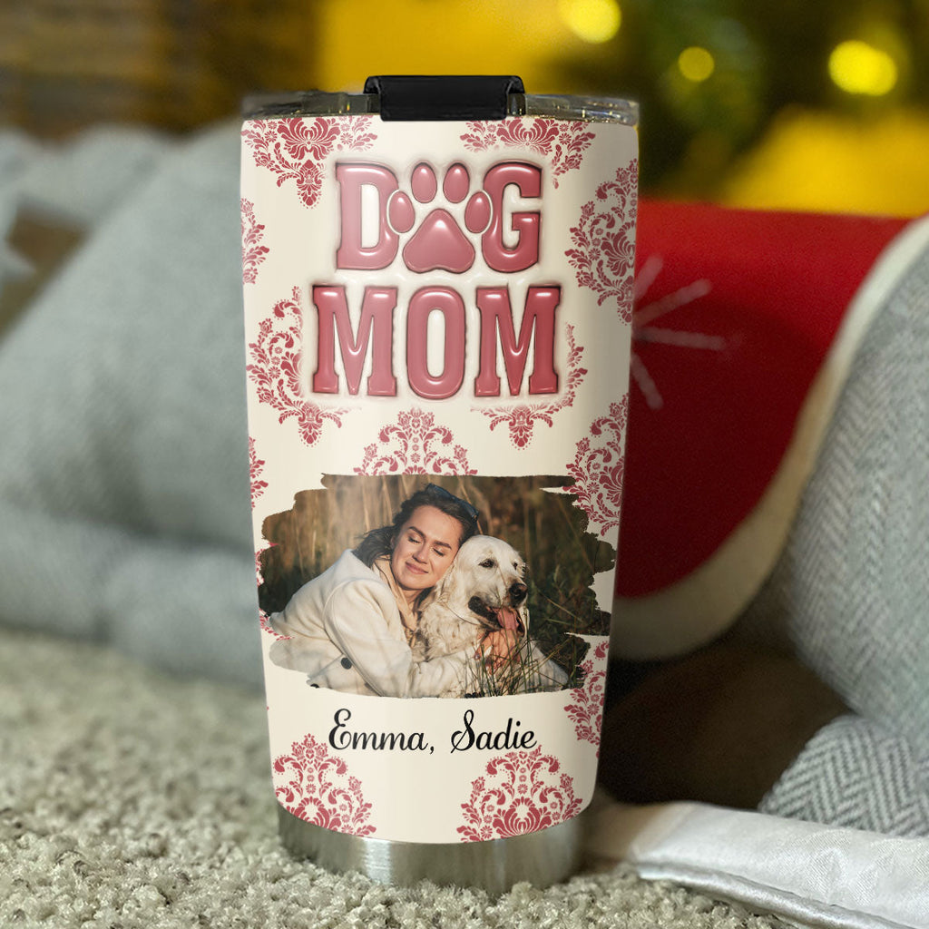 Custom Photo Christmas Birthday Gifts For Dog Mom, Dog Lovers • Queen Of Dogs Photo - Personalized 3D Inflated Effect Tumbler
