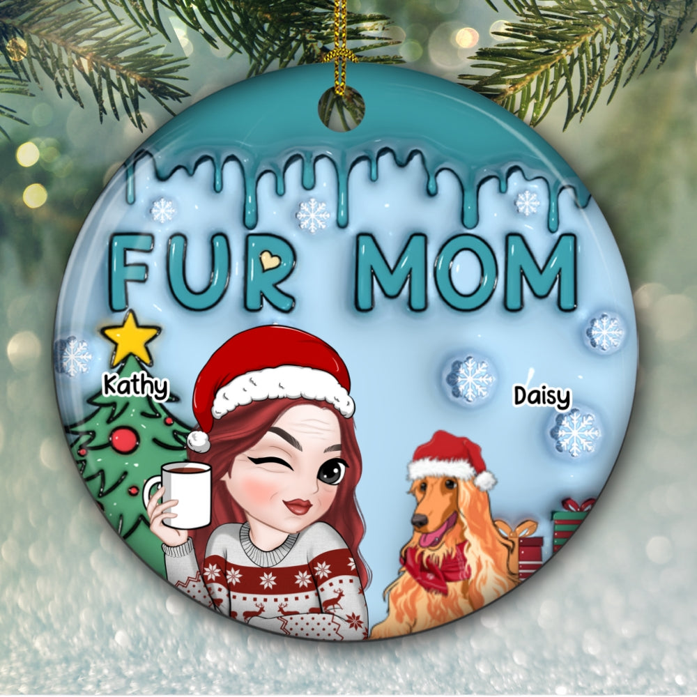 Lovely Fur Mom - Personalized 3D Inflated Effect Ceramic Ornament