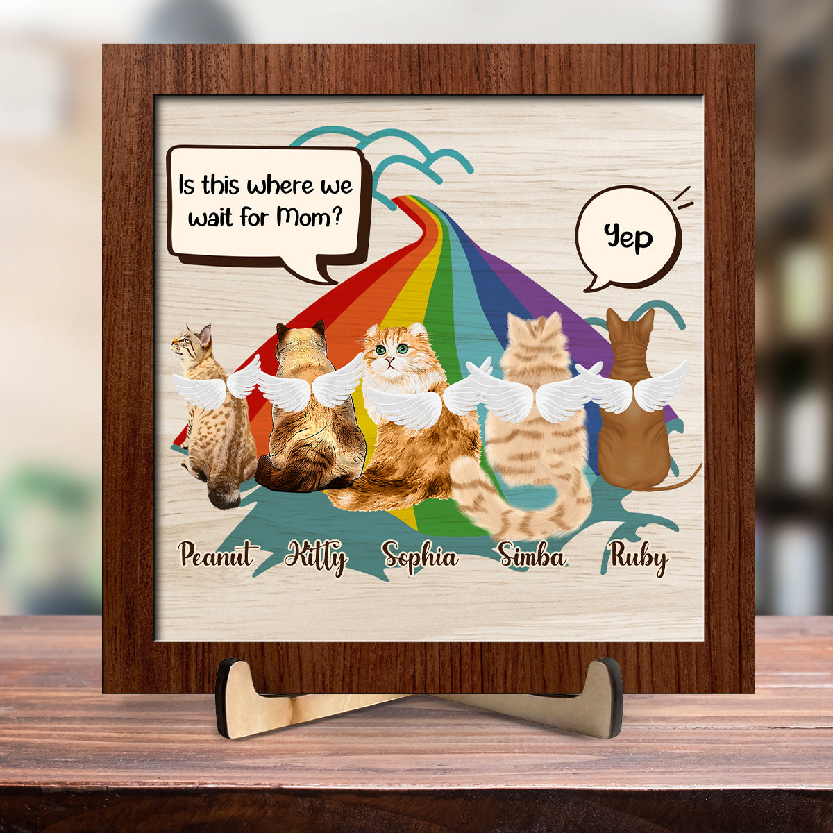 We Wait Here For You Mom - Personalized Wooden Plaque