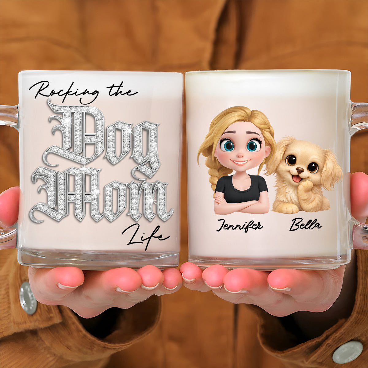 Custom Christmas Birthday Gifts For Dog Mom, Dog Lovers • Rocking My Way - Personalized 3D Effect Glass Mug
