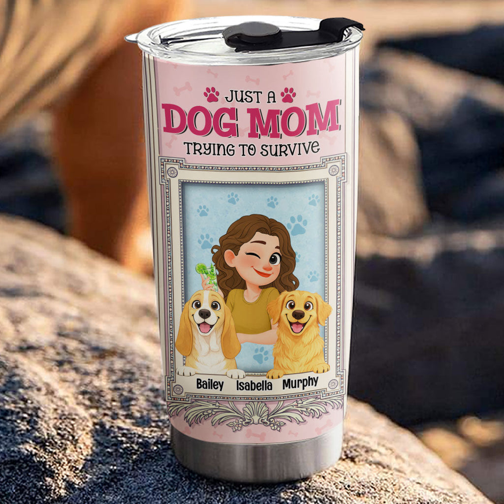 Custom Christmas Birthday Gifts For Dog Mom, Dog Lovers • Survive My Single Dog Mom Life - Personalized Tumbler