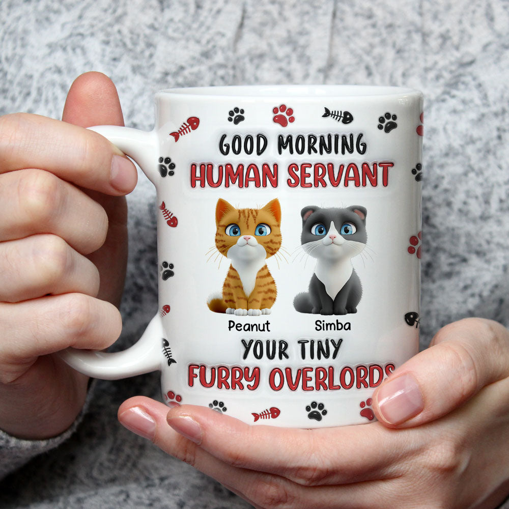 Custom Mother's day Birthday Gifts For Cat Mom, Cat Lovers • Furry Overlords - Personalized 3D Inflated Effect Mug