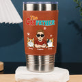 Custom Christmas Birthday Gifts For Cat Dad, Cat Lovers • Retro Cat Father - Personalized Leather Tumbler