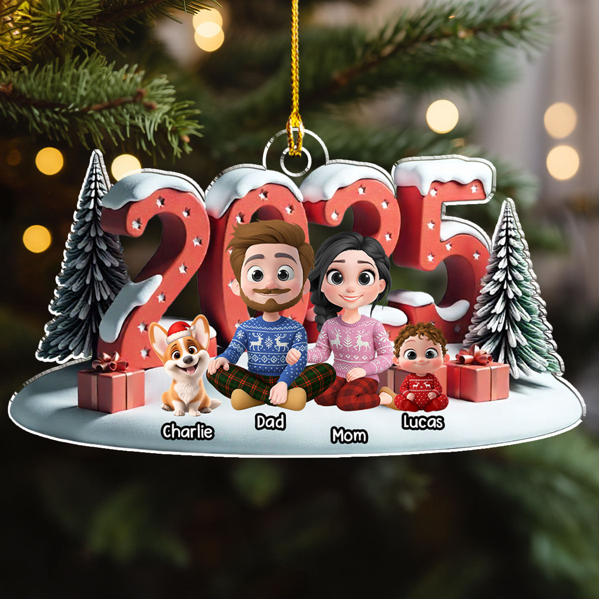 Custom Christmas Decor Home Birthday Gifts For Dog Lovers • Forever As A Family - Personalized Acrylic Ornament