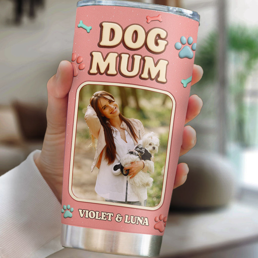 Custom Photo Christmas Birthday Gifts For Dog Mom, Dog Lovers • Best Dog Mummy Ever - Personalized 3D Effect Tumbler