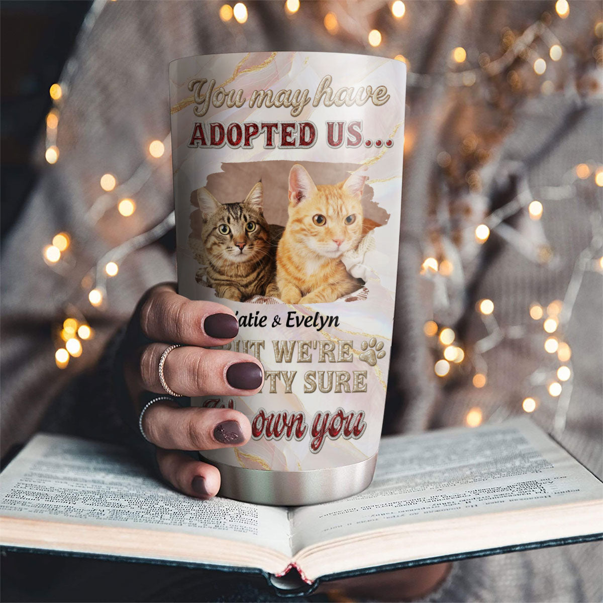 Custom Photo Christmas Birthday Gifts For Cat Lovers • Adopted Cat Photo - Personalized 3D Effect Tumbler