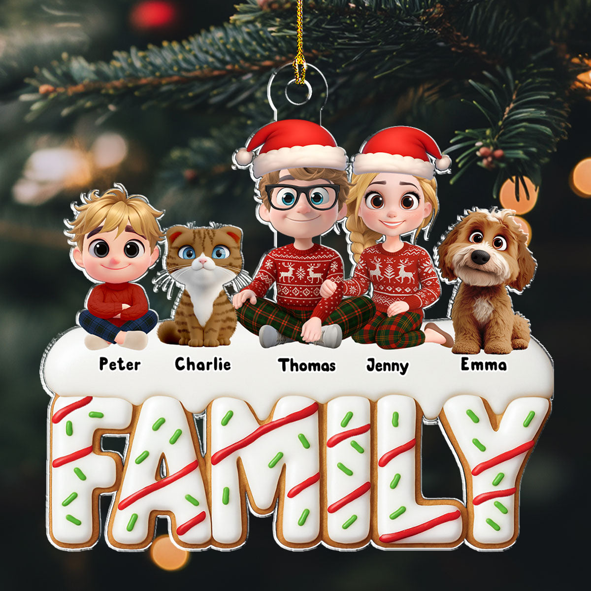 Sweetest Christmas As A Family - Personalized Acrylic Ornament