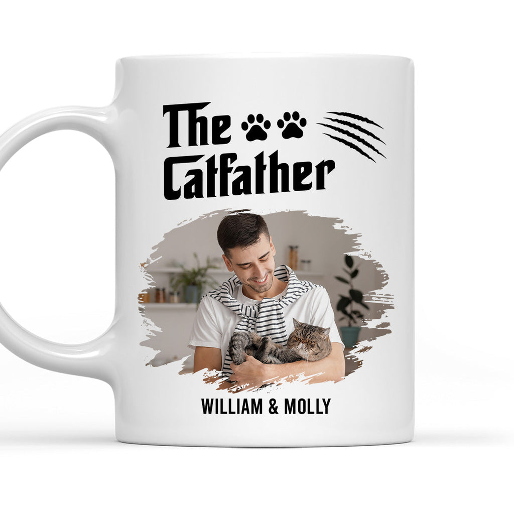 Custom Photo Father's day Birthday Gifts For Cat Dad, Cat Lovers • The Catfather Photo - Personalized Coffee Mug