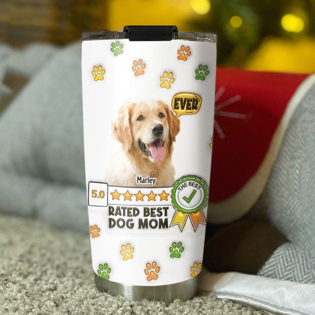 Custom Christmas Birthday Gifts For Pet Lovers • The Best Dog Mom Ever Photo - Personalized 3D Inflated Effect Tumbler