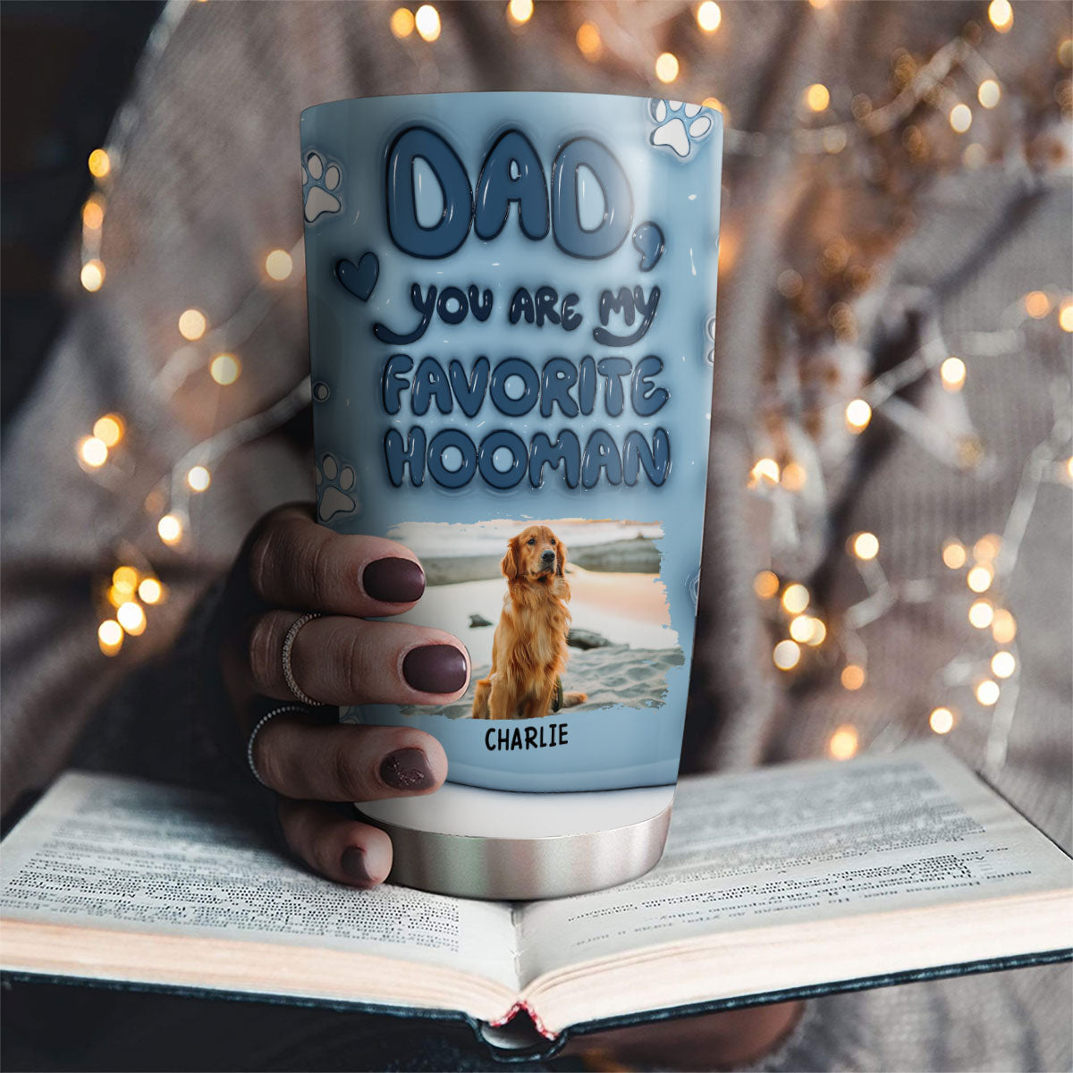 Custom Christmas Birthday Gifts For Pet Lovers • Thanks For Being Dog Favorite Human Ver Photo - Personalized 3D Inflated Effect Tumbler