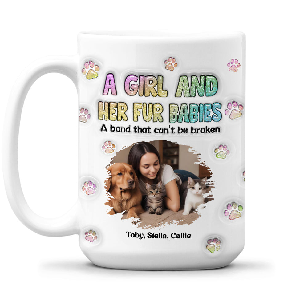 Custom Photo Christmas Birthday Gifts For Dog Mom, Dog Lovers • A Girl And Her Fur Babies Photo - Personalized 3D Inflated Effect Mug